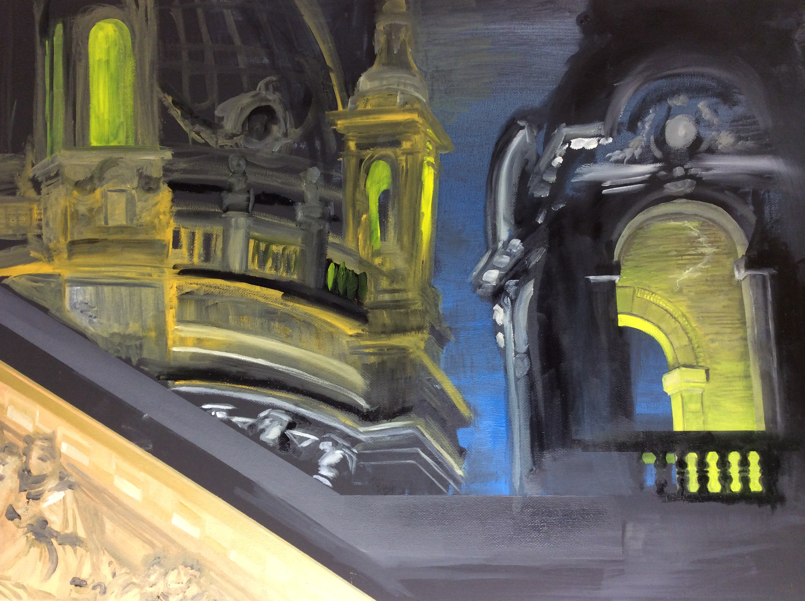 St Paul Cathedral, work in progress oil