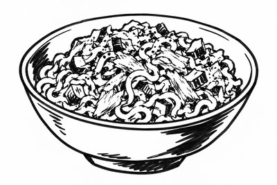 AI-generated marker-style illustration of Pickle-Pepper Tuna Ramen