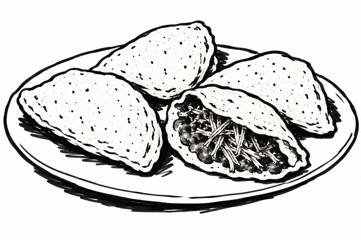 AI-generated marker-style illustration of Corn-Chip Tamale Pockets