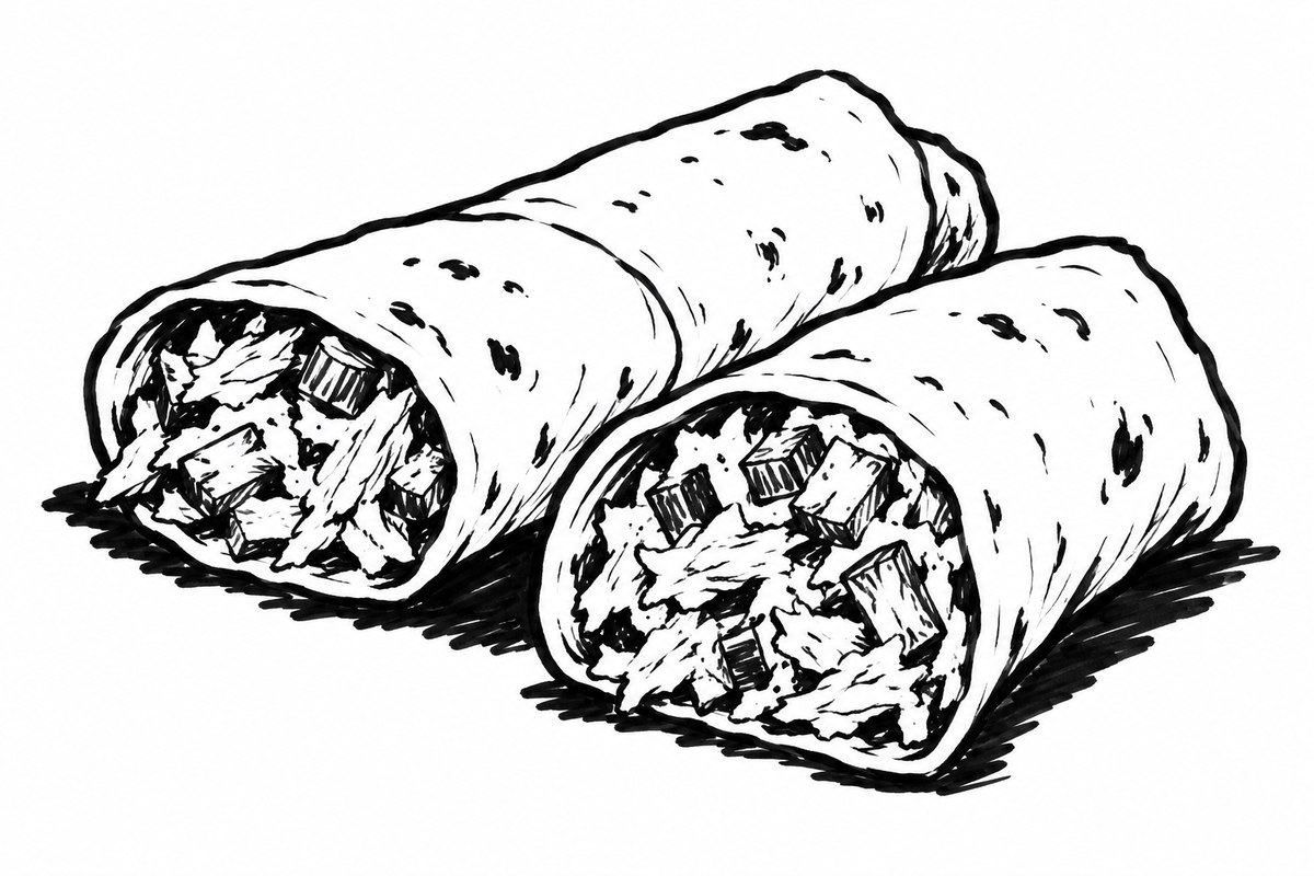 AI-generated marker-style illustration of Tuna-Pickle Tortilla Rollups