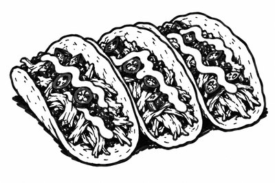 AI-generated marker-style illustration of Chicken-Jalapeno Soft Tacos