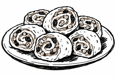 AI-generated marker-style illustration of Peanut-Butter Honey Pinwheels