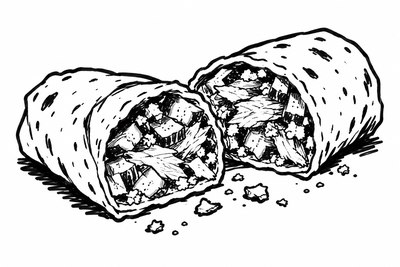 AI-generated marker-style illustration of Mackerel-Mustard Wrap