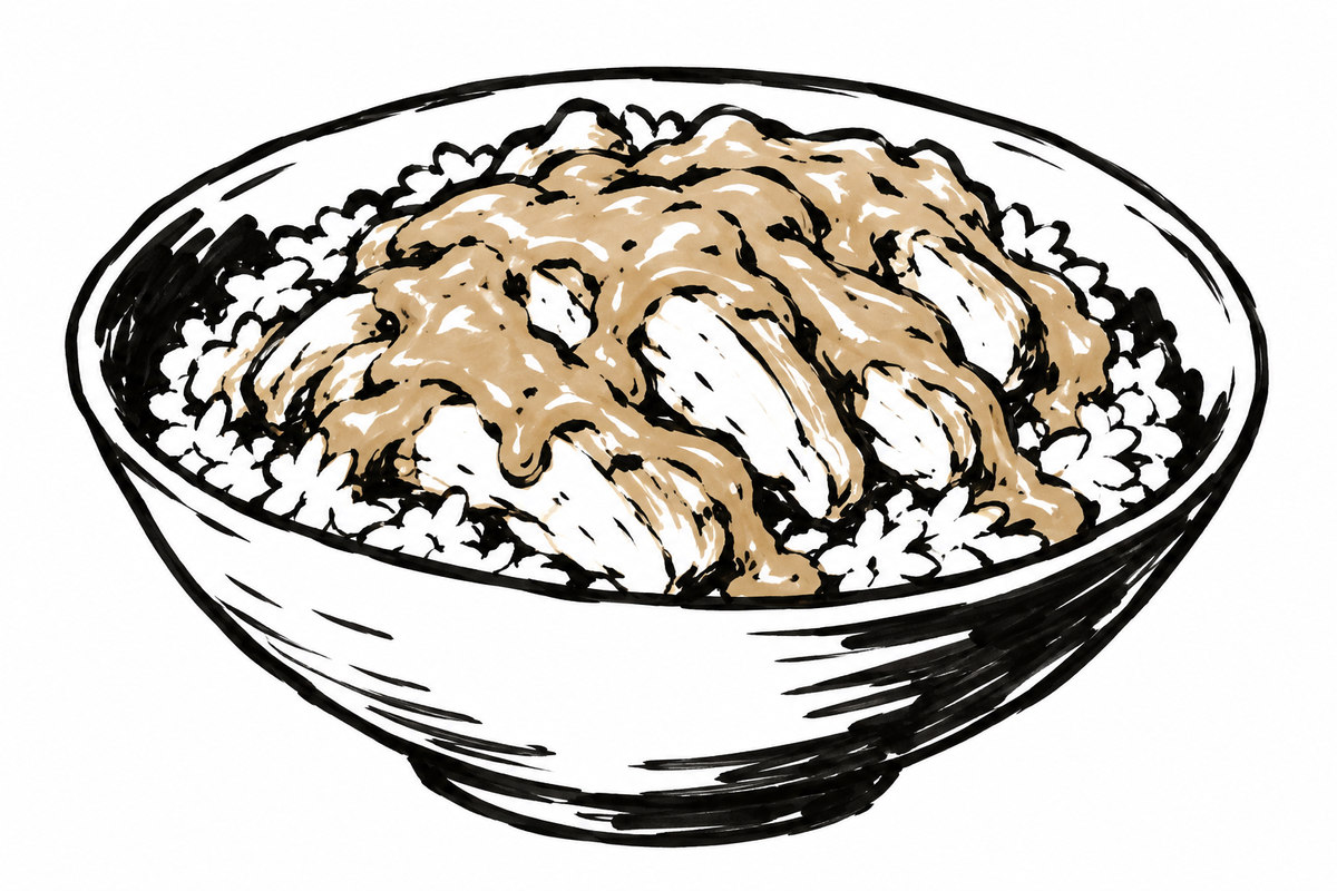 AI-generated marker-style illustration of Peanut-Soy Chicken Rice