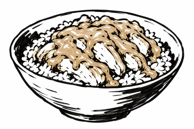 AI-generated marker-style illustration of Peanut-Soy Chicken Rice