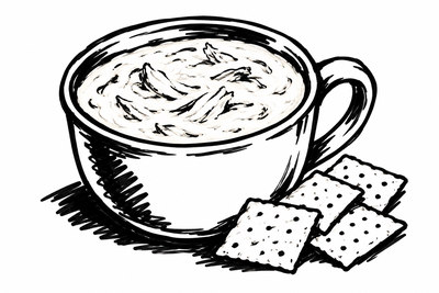 AI-generated marker-style illustration of Chicken-and-Potato Chowder Cup