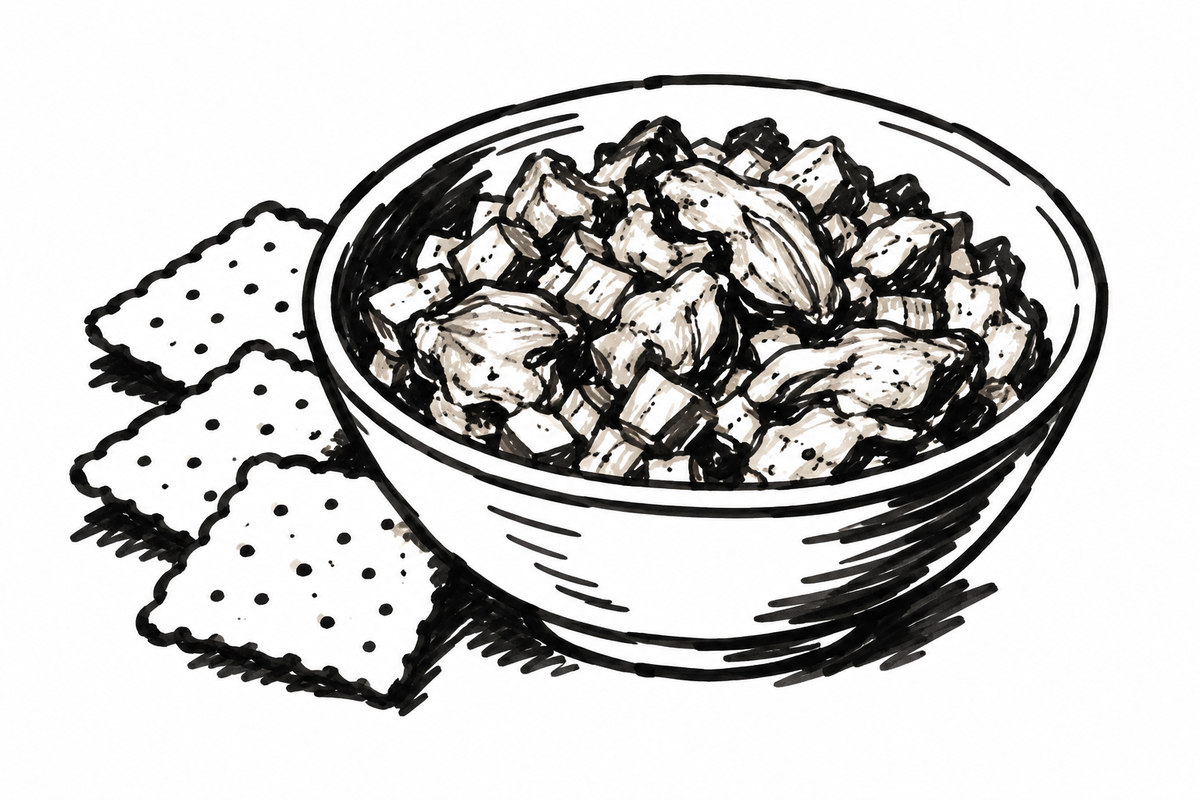 AI-generated marker-style illustration of Smoked-Oyster Cracker Salad