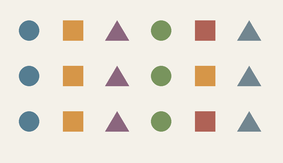 View B: the same shape grid with one square changed in color.