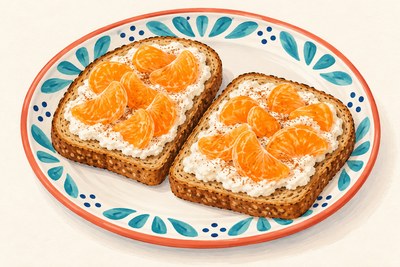 Clementine and cinnamon ricotta open sandwiches.