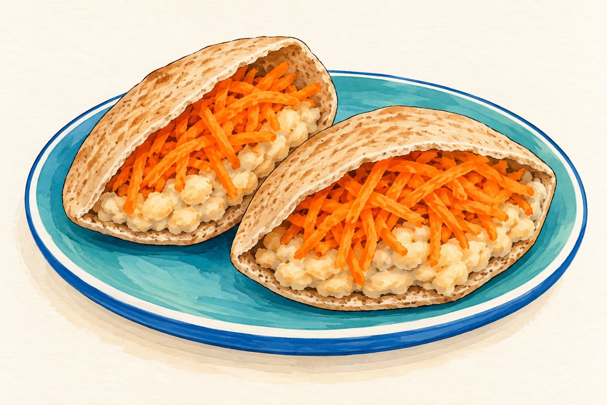White bean and carrot pita pockets.