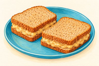 Banana, honey and tahini sandwiches.