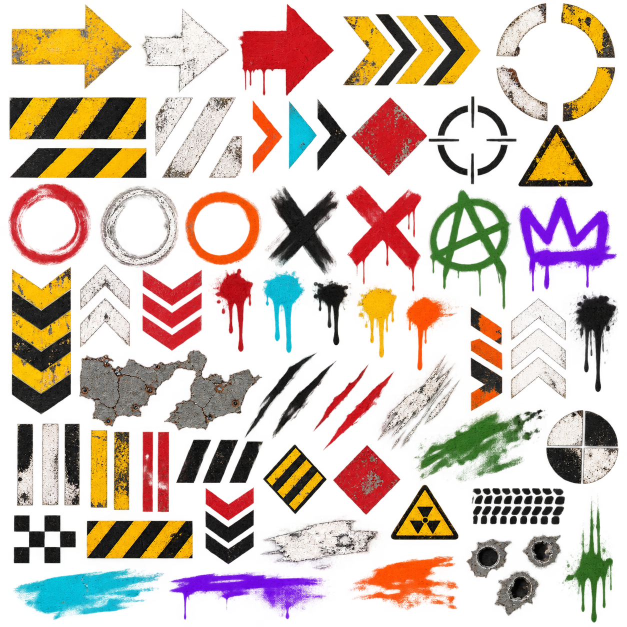 Transparent graffiti and worn decal sheet
