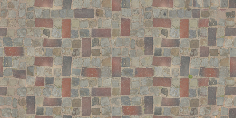 Mixed Stone and Brick Paving texture
