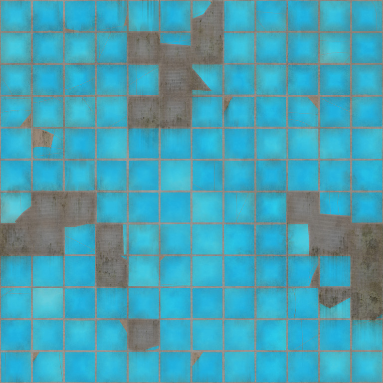 Damaged Turquoise Square Tiles texture