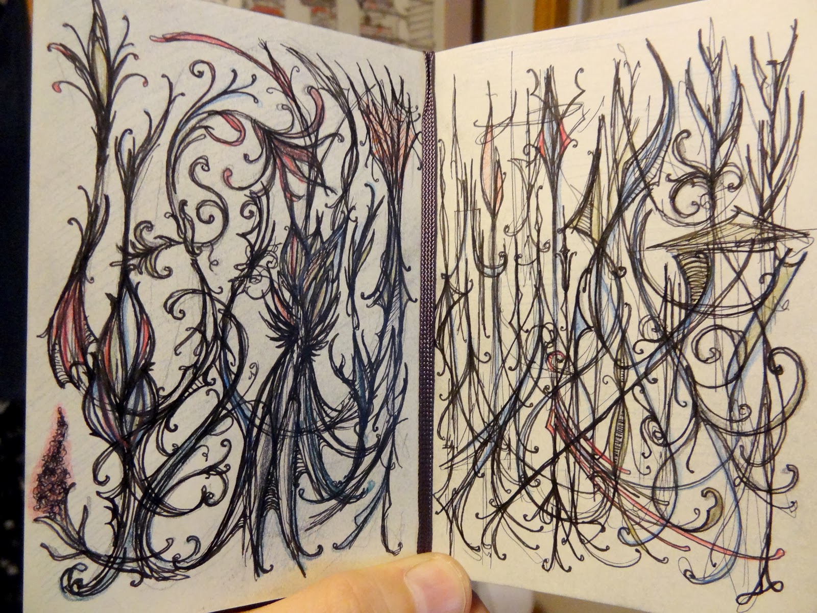 swirly vines two page drawing