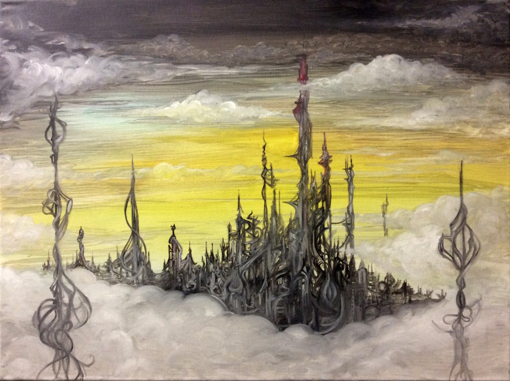 Koch City 18 X 24 oil on canvas inspired by the refinery near my home this is what I imagined it looked like as a boy