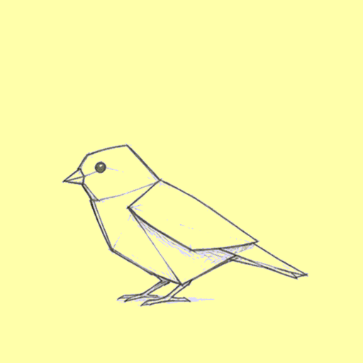 Looping graphite animation of a small paper bird lifting and folding its wings.