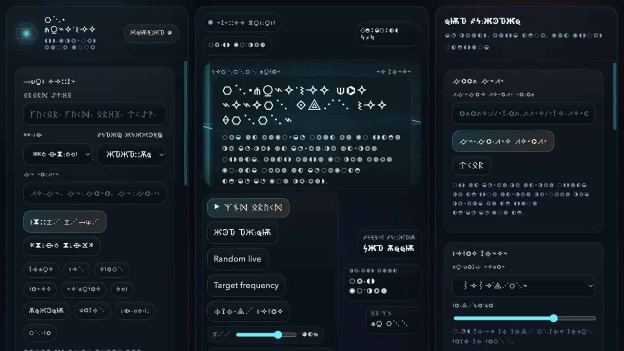 Interstellar Radio deep-space signal console with frequency controls and procedural transmissions