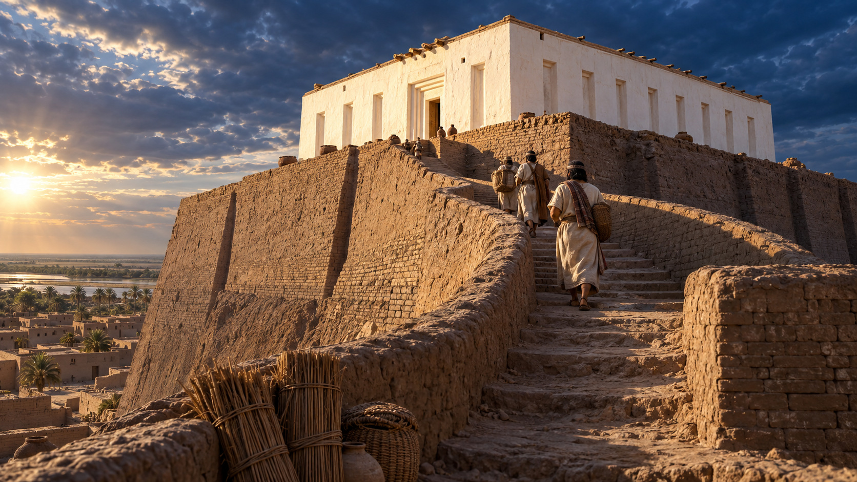AI-assisted historical reconstruction of The White Temple Above Uruk; not an archival photograph. Interpretive details may differ from the historical record.