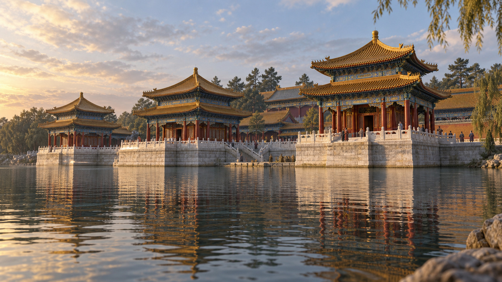 AI-assisted historical reconstruction of Fanghu Shengjing: A Garden Built as Paradise; not an archival photograph. Interpretive details may differ from the historical record.