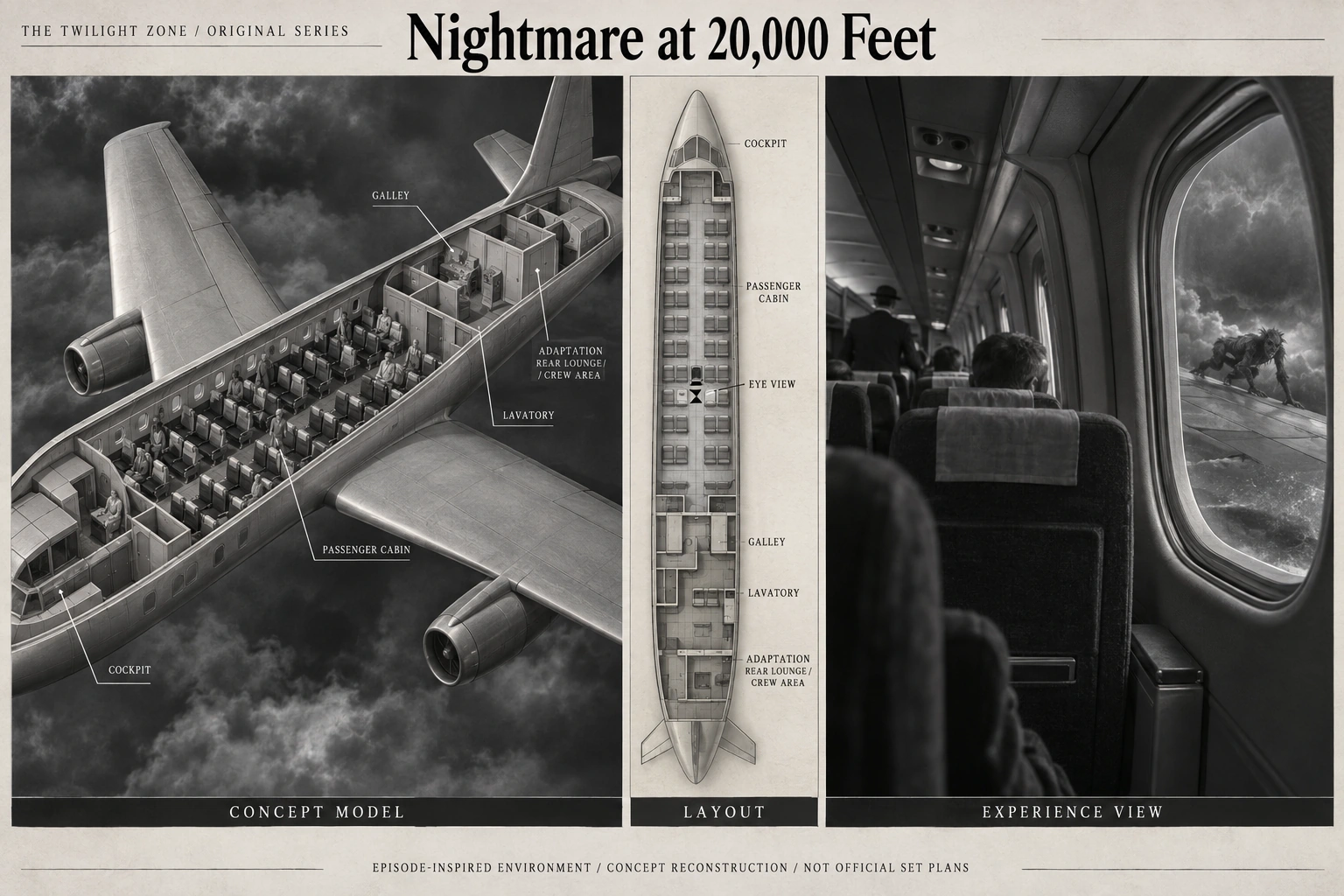 Set model design board for The Twilight Zone: Nightmare at 20,000 Feet.