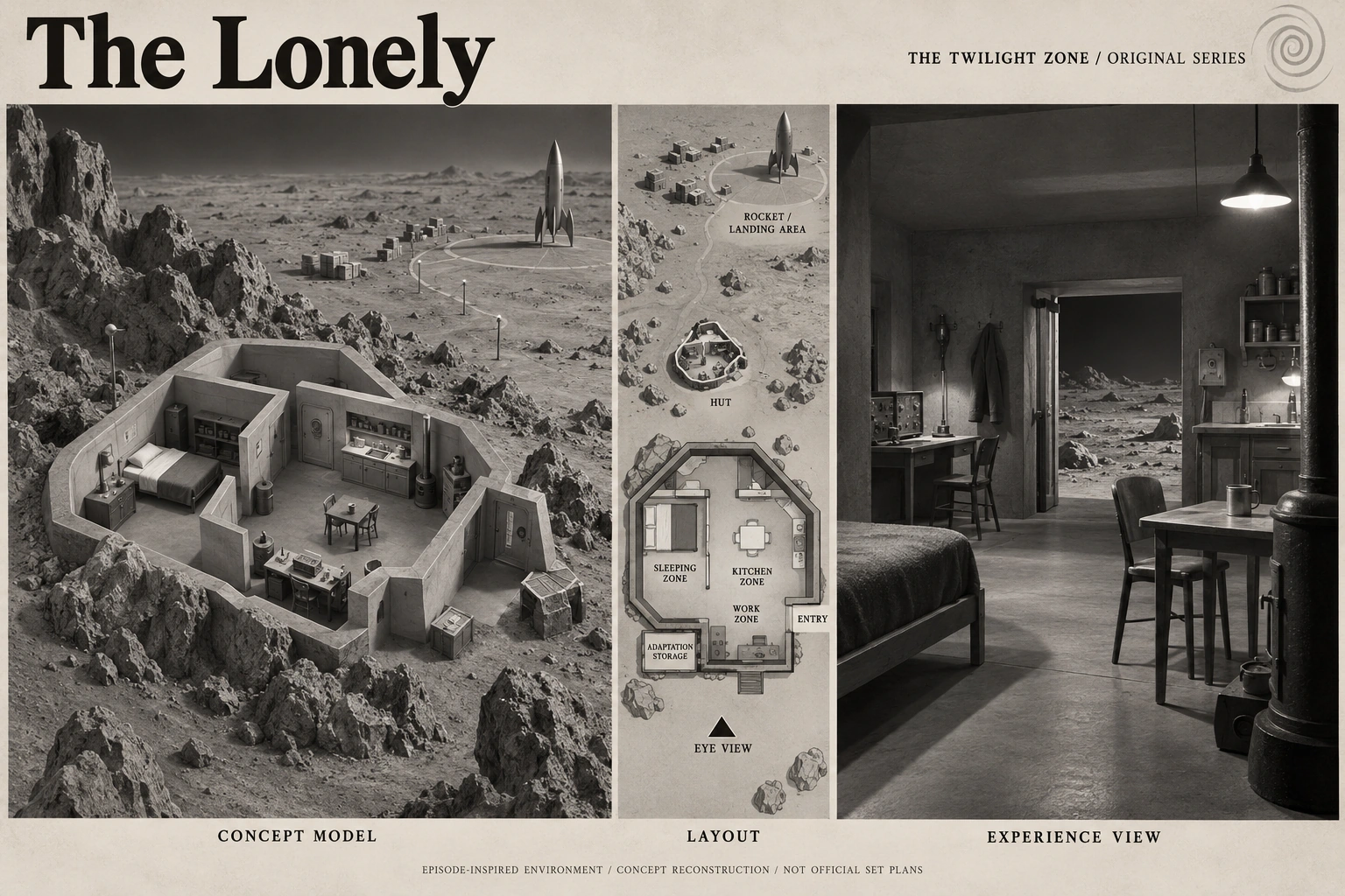 Set model design board for The Twilight Zone: The Lonely.