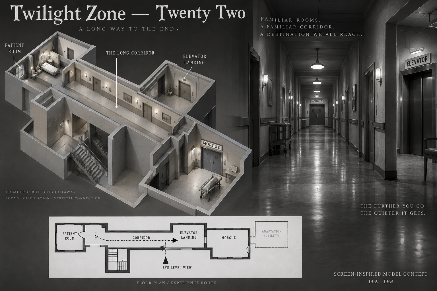 Set model design board for The Twilight Zone: Twenty Two.