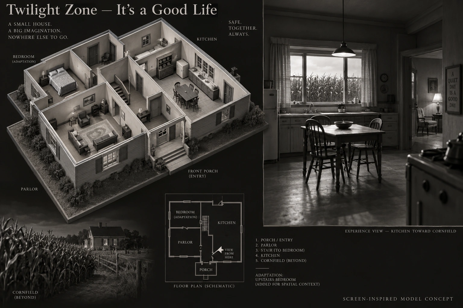 Set model design board for The Twilight Zone: It's a Good Life.