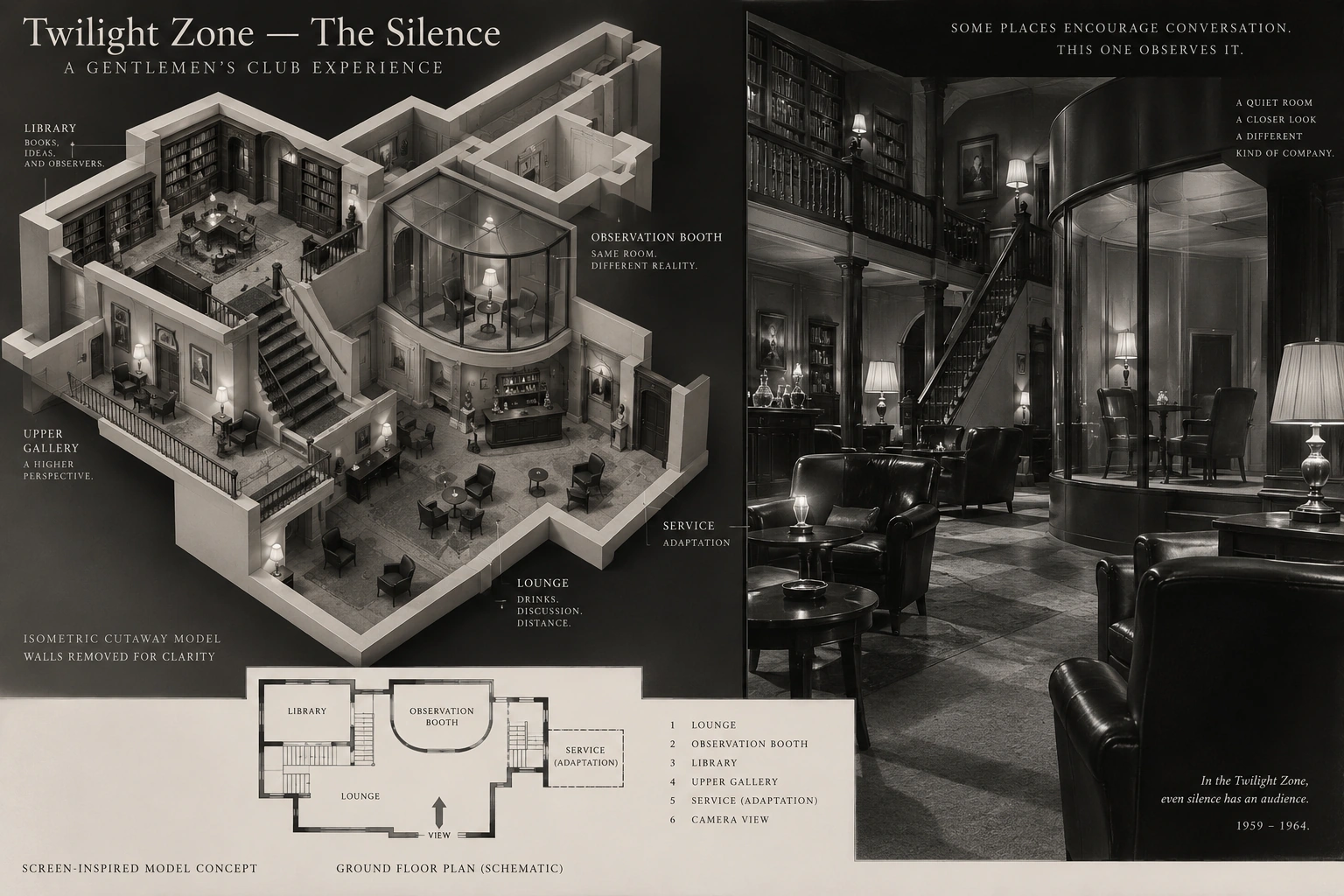 Set model design board for The Twilight Zone: The Silence.