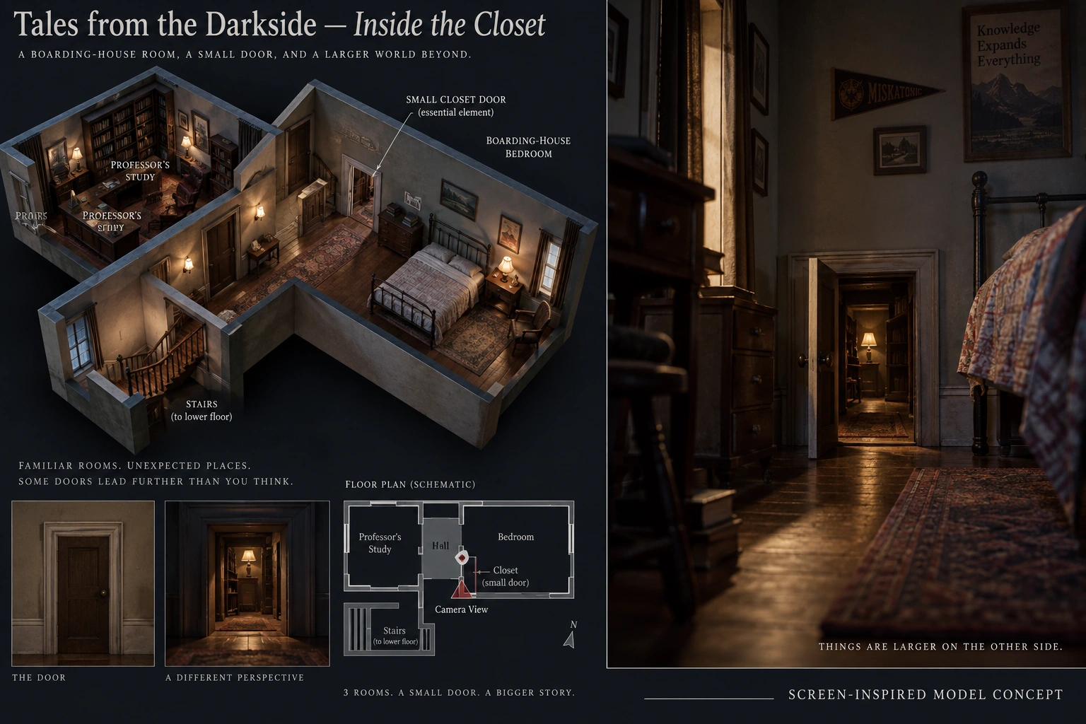 Set model design board for Tales from the Darkside: Inside the Closet.