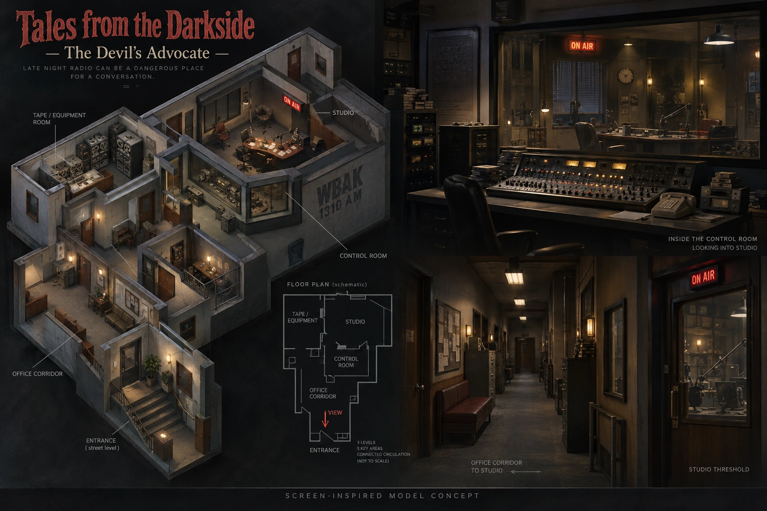 Set model design board for Tales from the Darkside: The Devil's Advocate.