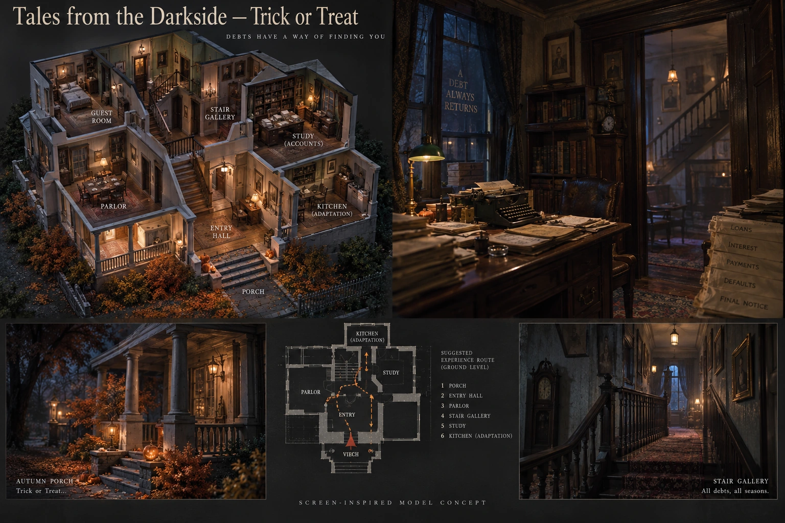 Set model design board for Tales from the Darkside: Trick or Treat.