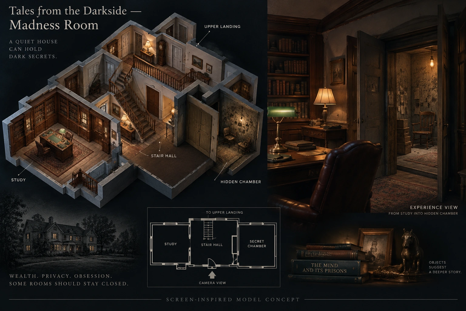 Set model design board for Tales from the Darkside: Madness Room.