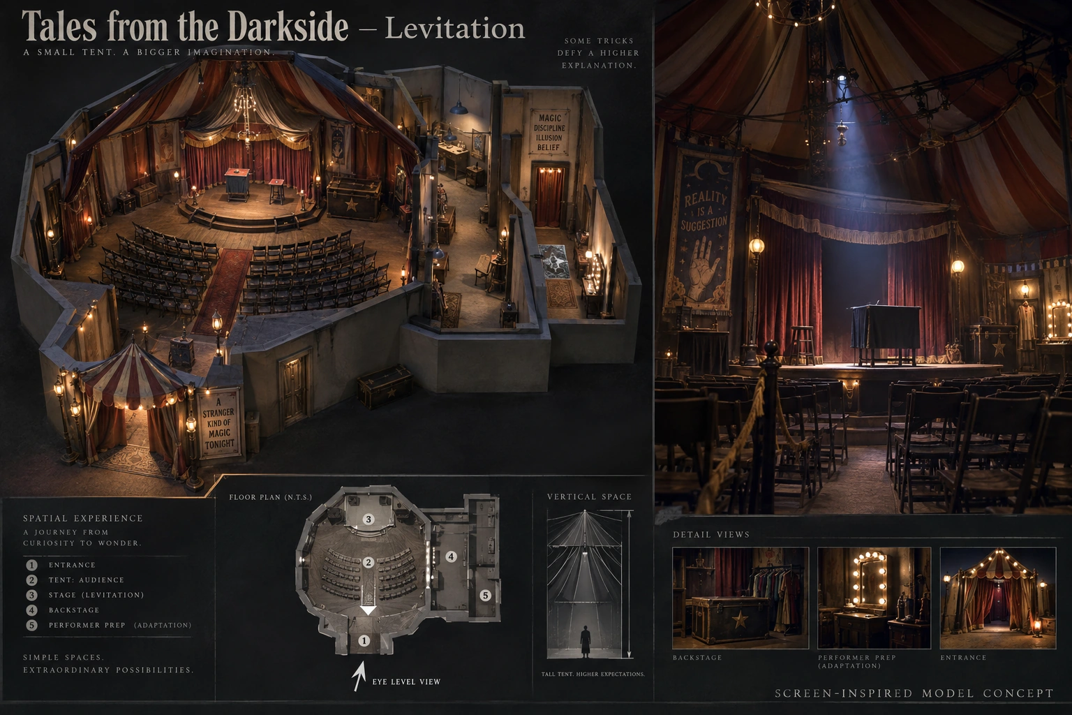 Set model design board for Tales from the Darkside: Levitation.