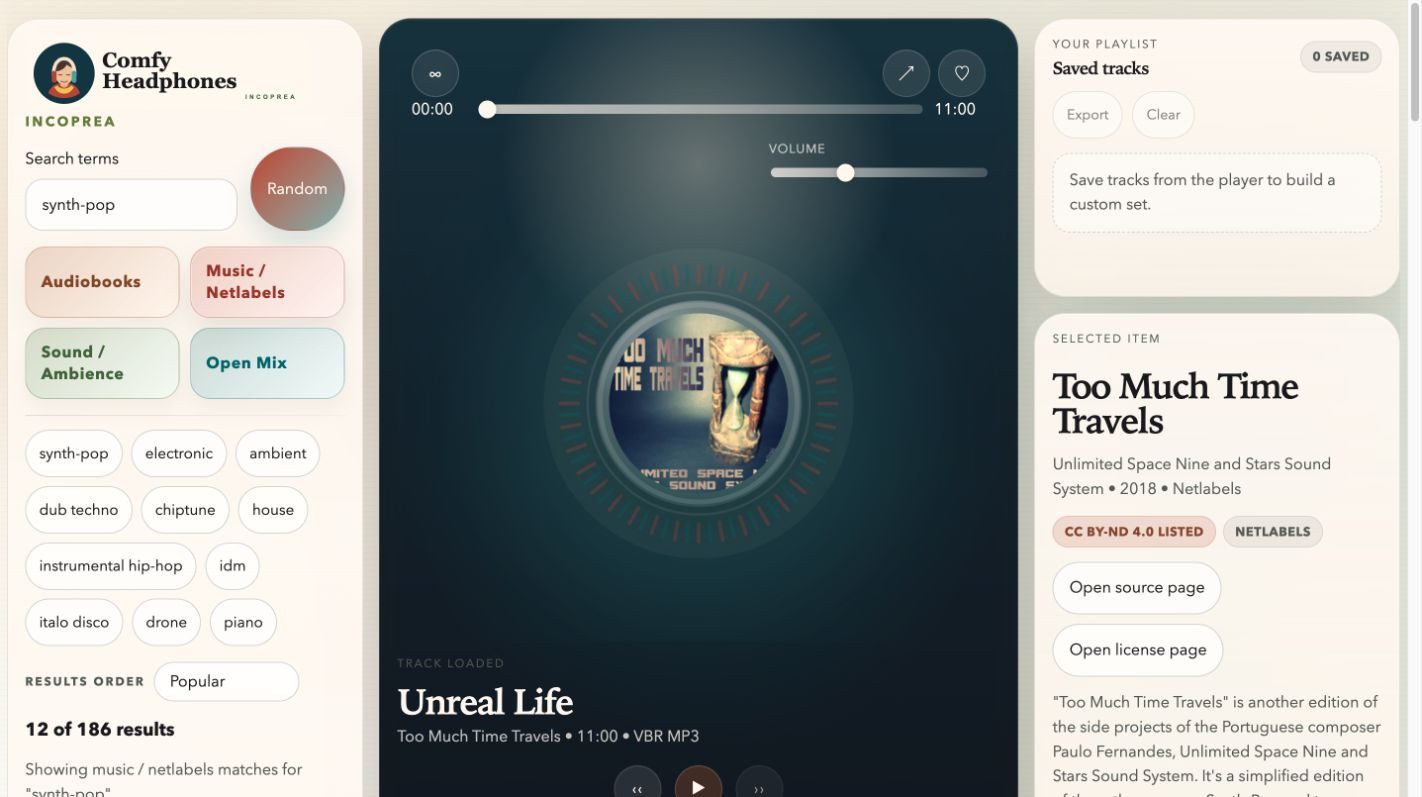 Comfy Headphones application screenshot
