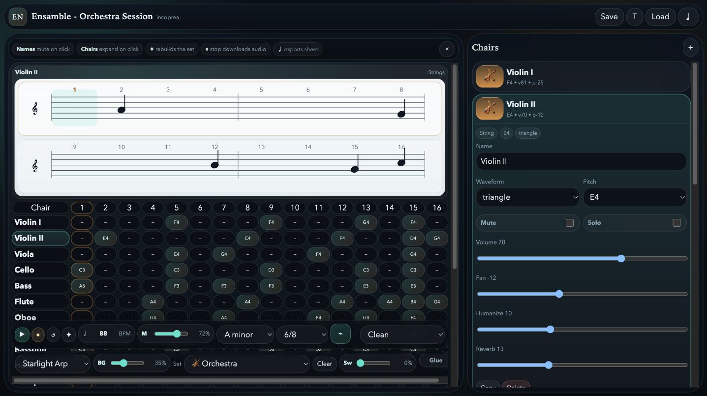 Ensemble application screenshot