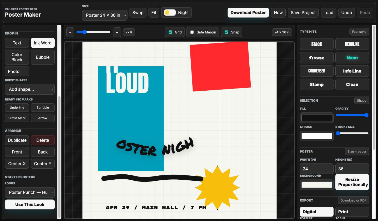 Poster Maker application screenshot