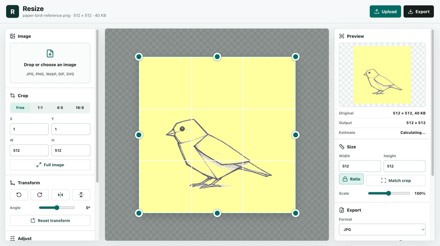 Resize application screenshot