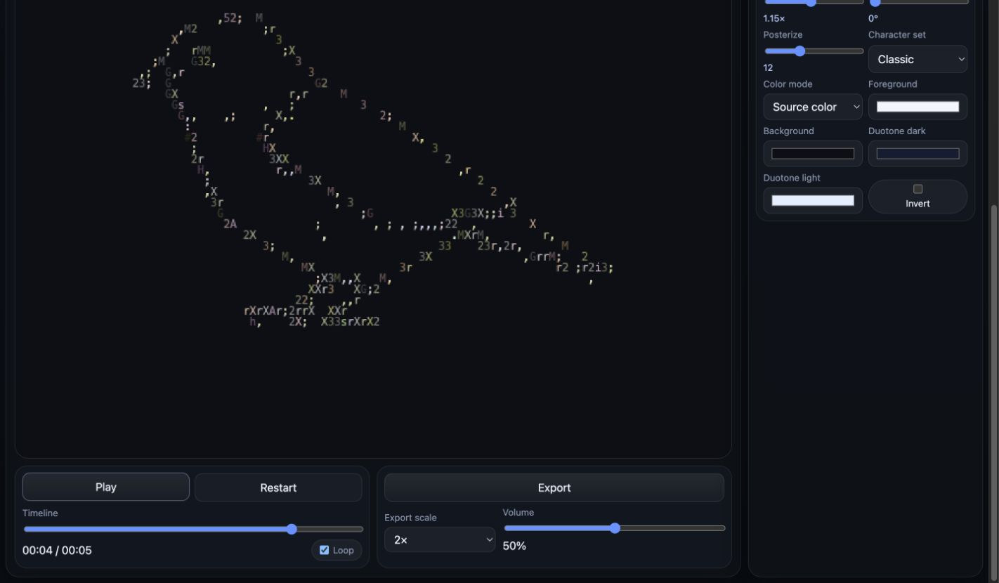 Video to ASCII application screenshot